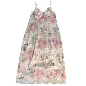 Victoria’s Secret Wicked Satin Lace Trim Floral Slip Dress